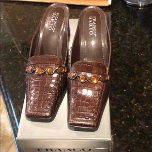 FRANCO SARTO chocolate crocco low heels
